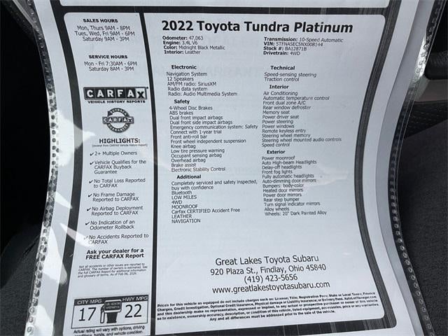 2022 Toyota TUNDRA 4X4 Platinum