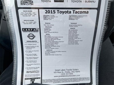 2015 Toyota TACOMA 4X2 2WD Access Cab I4 AT (Natl)