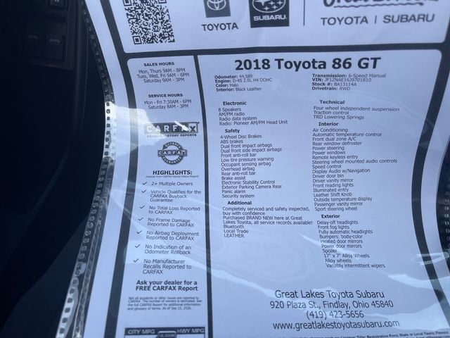 2018 Toyota 86 GT