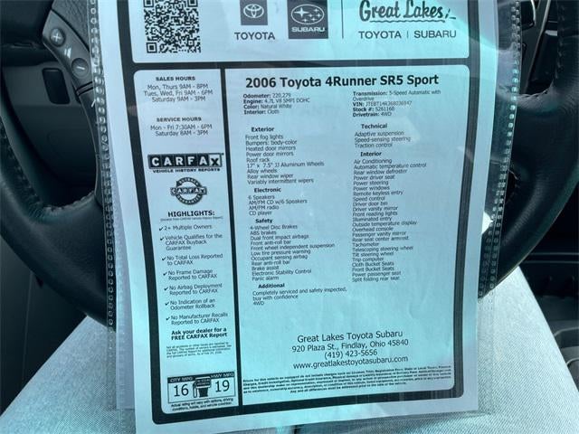 2006 Toyota 4RUNNER SR5 Sport