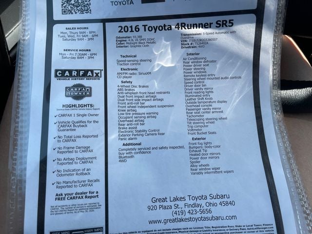 2016 Toyota 4Runner SR5