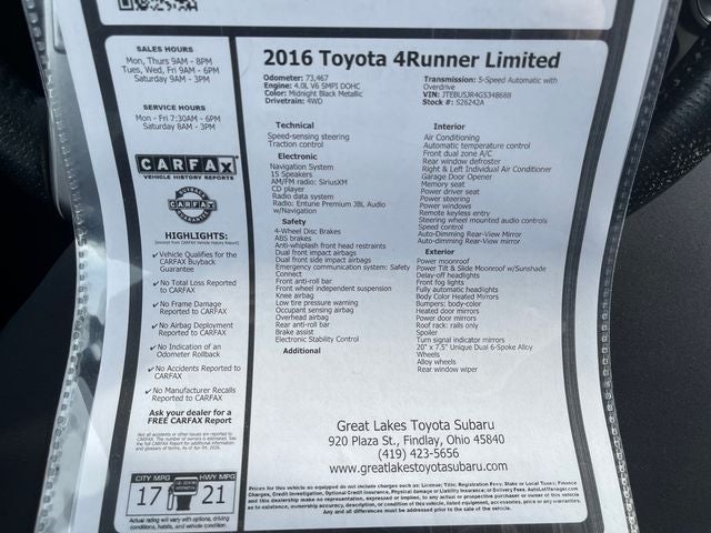 2016 Toyota 4Runner Limited