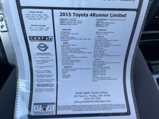 2015 Toyota 4RUNNER Limited
