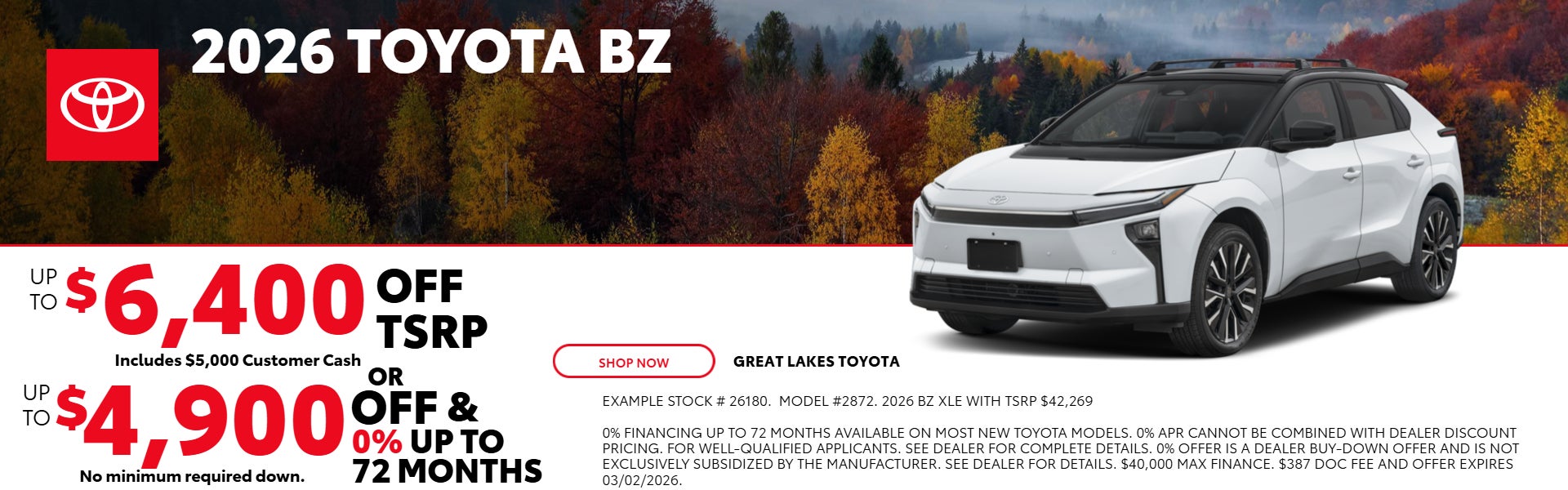 2026 Toyota BZ OFF APR offer