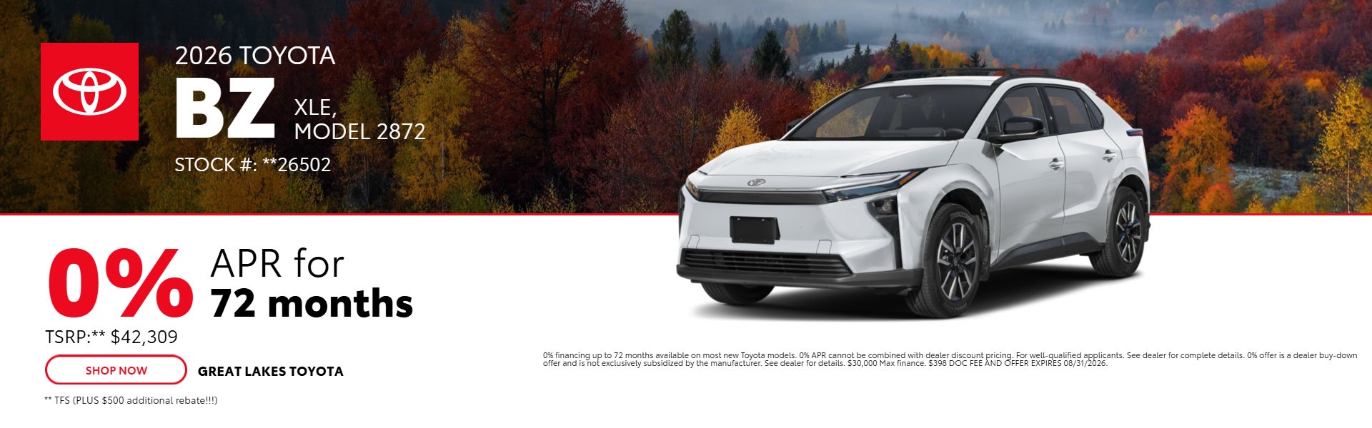 2026 Toyota BZ OFF APR offer