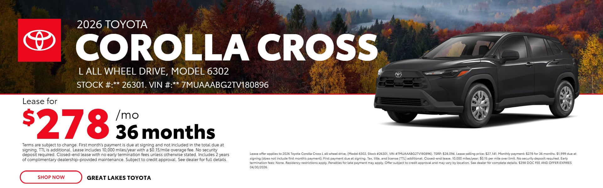 Corolla Cross lease offer