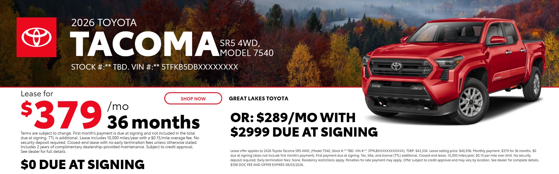 Tacoma SR5 on offer