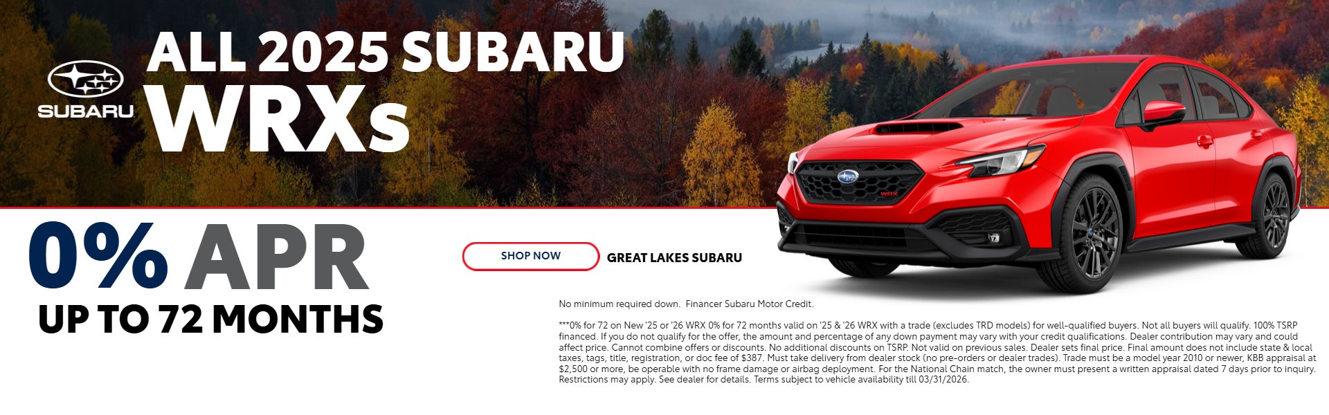 All 2025 WRX on offer